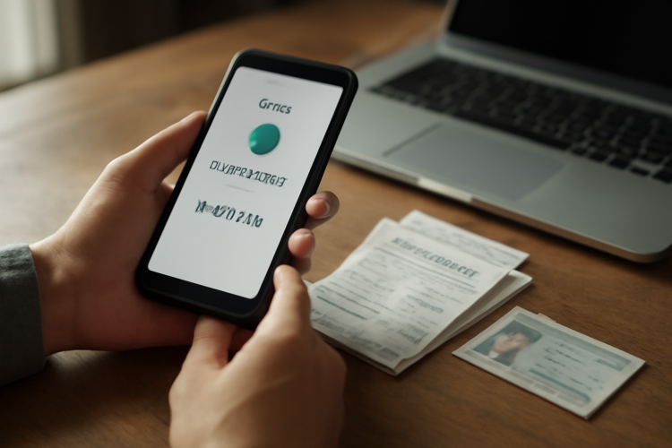 Seseorang menyiapkan bukti transfer dan dokumen untuk melaporkan penipuan online